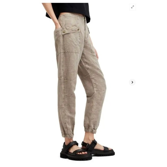 AllSaints Val Cargo Pants Tencel Linen Blend Size 8 NWOT - Picture 3 of 10